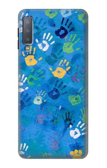 W3403 Hand Print Hard Case and Leather Flip Case For Samsung Galaxy A7 (2018)