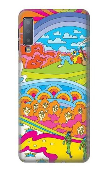 W3407 Hippie Art Hard Case and Leather Flip Case For Samsung Galaxy A7 (2018)