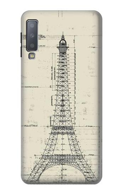 W3474 Eiffel Architectural Drawing Hard Case and Leather Flip Case For Samsung Galaxy A7 (2018)