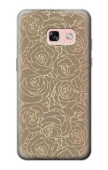 W3466 Gold Rose Pattern Hard Case and Leather Flip Case For Samsung Galaxy A3 (2017)