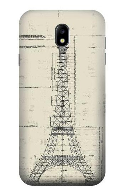 W3474 Eiffel Architectural Drawing Hard Case and Leather Flip Case For Samsung Galaxy J7 (2017) EU Version