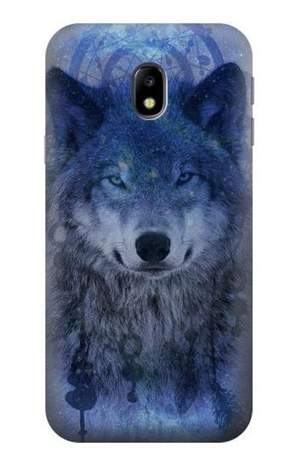 W3410 Wolf Dream Catcher Hard Case and Leather Flip Case For Samsung Galaxy J3 (2017) EU Version