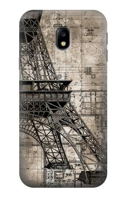 W3416 Eiffel Tower Blueprint Hard Case and Leather Flip Case For Samsung Galaxy J3 (2017) EU Version