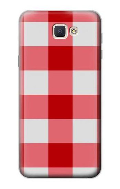 W3535 Red Gingham Hard Case and Leather Flip Case For Samsung Galaxy J7 Prime (SM-G610F)