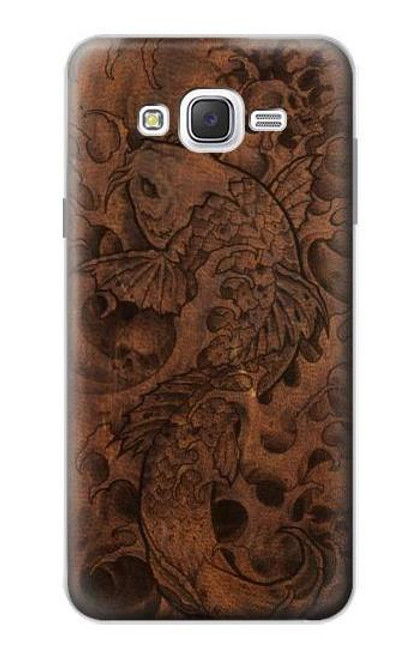 W3405 Fish Tattoo Leather Graphic Print Hard Case and Leather Flip Case For Samsung Galaxy J7
