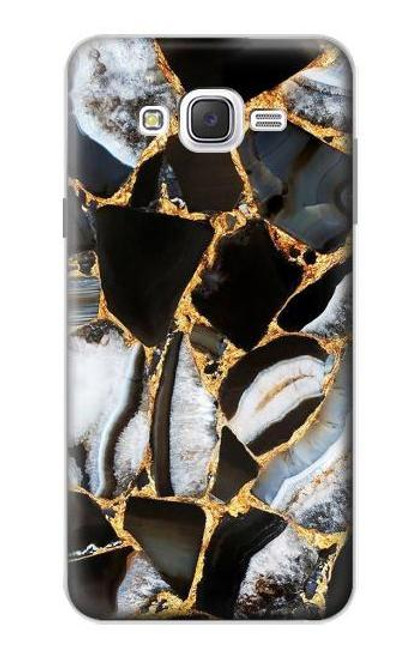 W3419 Gold Marble Graphic Print Hard Case and Leather Flip Case For Samsung Galaxy J7