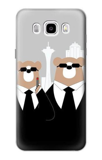 W3557 Bear in Black Suit Hard Case and Leather Flip Case For Samsung Galaxy J5 (2016)
