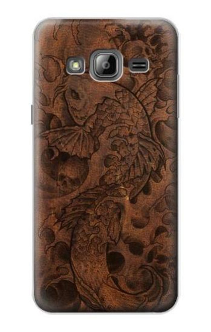 W3405 Fish Tattoo Leather Graphic Print Hard Case and Leather Flip Case For Samsung Galaxy J3 (2016)