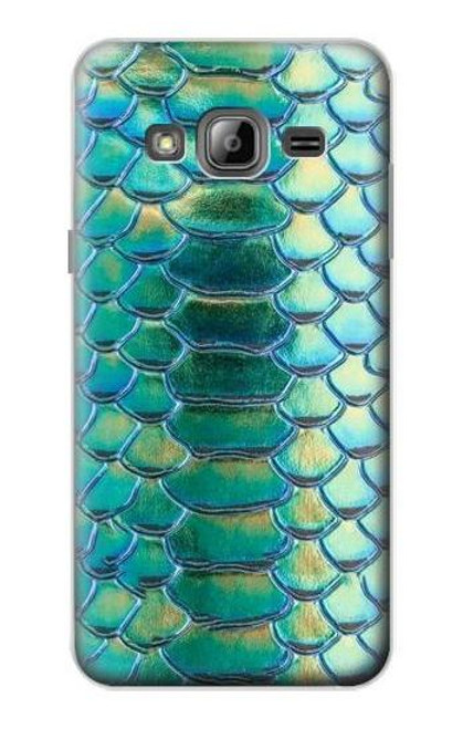 W3414 Green Snake Scale Graphic Print Hard Case and Leather Flip Case For Samsung Galaxy J3 (2016)