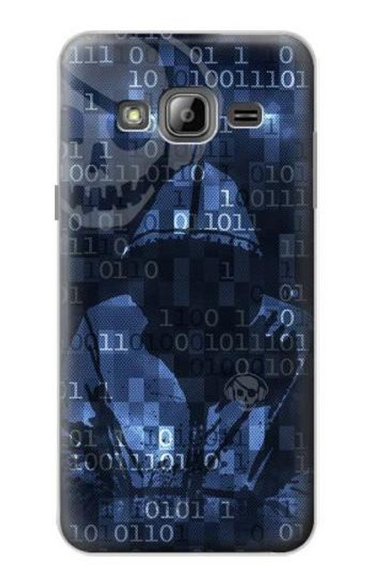 W3431 Digital Code Cyber Hacker Hard Case and Leather Flip Case For Samsung Galaxy J3 (2016)