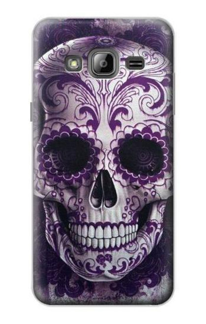 W3582 Purple Sugar Skull Hard Case and Leather Flip Case For Samsung Galaxy J3 (2016)