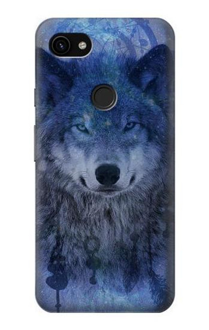 W3410 Wolf Dream Catcher Hard Case and Leather Flip Case For Google Pixel 3a XL