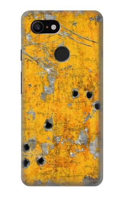 W3528 Bullet Rusting Yellow Metal Hard Case and Leather Flip Case For Google Pixel 3