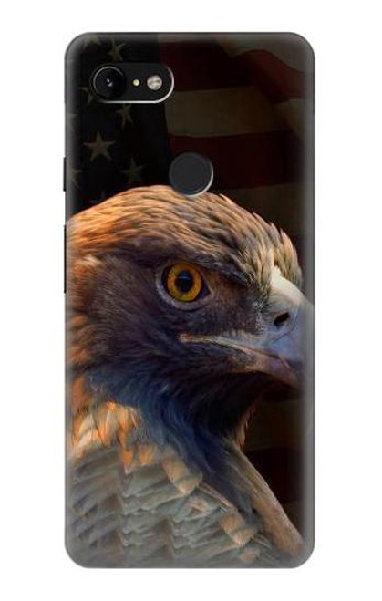 W3376 Eagle American Flag Hard Case and Leather Flip Case For Google Pixel 3 XL