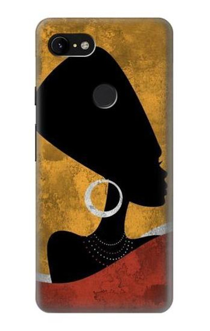 W3453 African Queen Nefertiti Silhouette Hard Case and Leather Flip Case For Google Pixel 3 XL