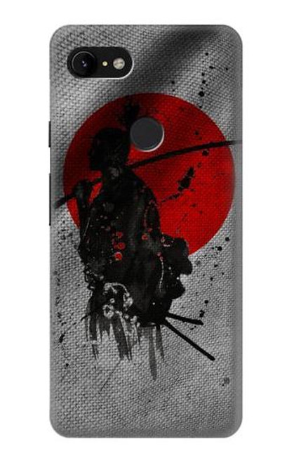 W3517 Japan Flag Samurai Hard Case and Leather Flip Case For Google Pixel 3 XL