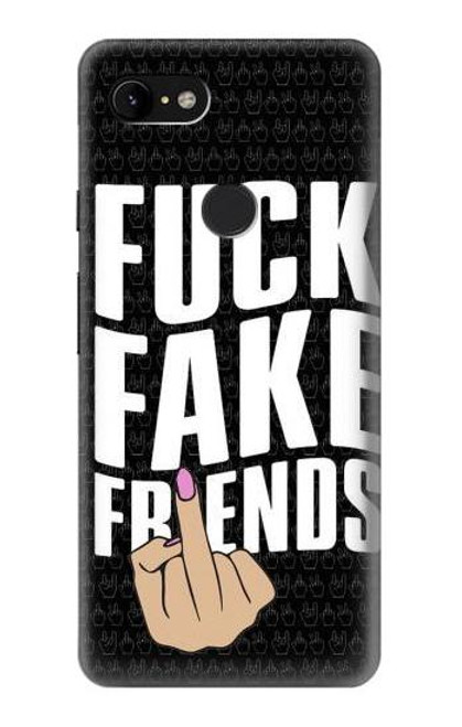 W3598 Middle Finger Fuck Fake Friend Hard Case and Leather Flip Case For Google Pixel 3 XL