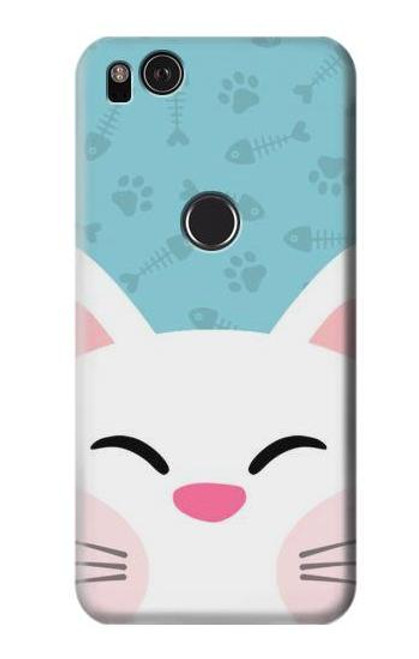 W3542 Cute Cat Cartoon Hard Case and Leather Flip Case For Google Pixel 2