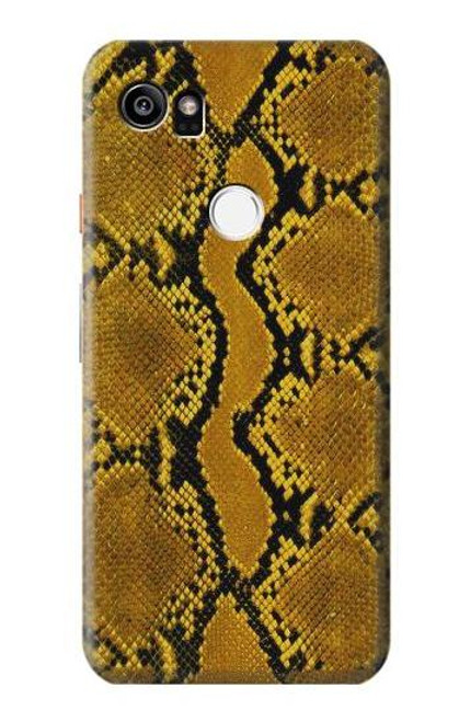 W3365 Yellow Python Skin Graphic Print Hard Case and Leather Flip Case For Google Pixel 2 XL