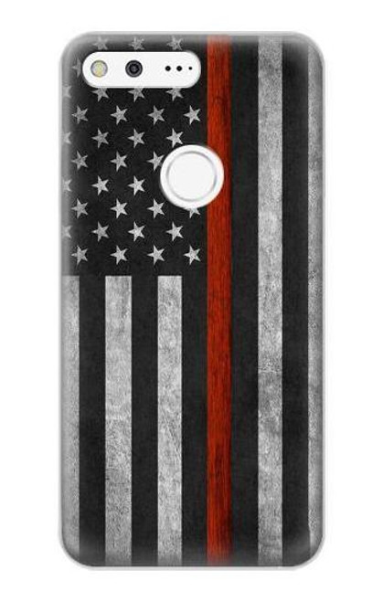 W3472 Firefighter Thin Red Line Flag Hard Case and Leather Flip Case For Google Pixel XL