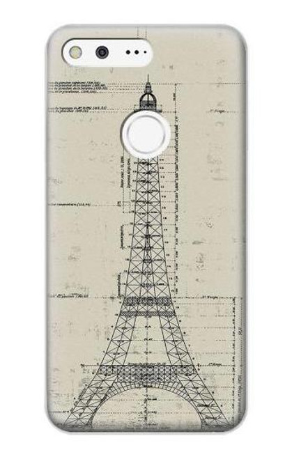 W3474 Eiffel Architectural Drawing Hard Case and Leather Flip Case For Google Pixel XL