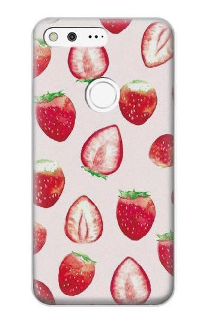 W3481 Strawberry Hard Case and Leather Flip Case For Google Pixel XL