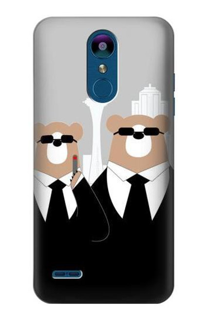 W3557 Bear in Black Suit Hard Case and Leather Flip Case For LG K8 (2018)