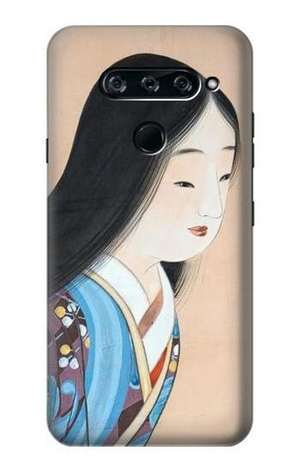 W3483 Japan Beauty Kimono Hard Case and Leather Flip Case For LG V40, LG V40 ThinQ