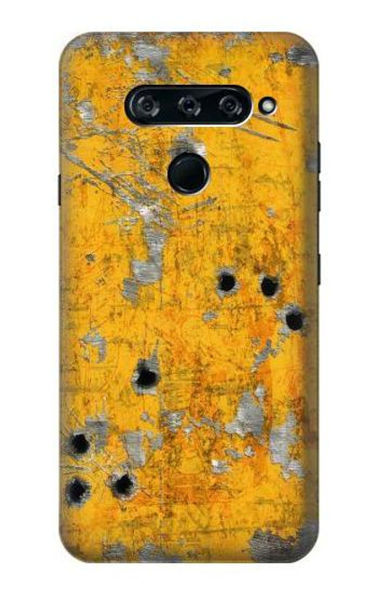W3528 Bullet Rusting Yellow Metal Hard Case and Leather Flip Case For LG V40, LG V40 ThinQ