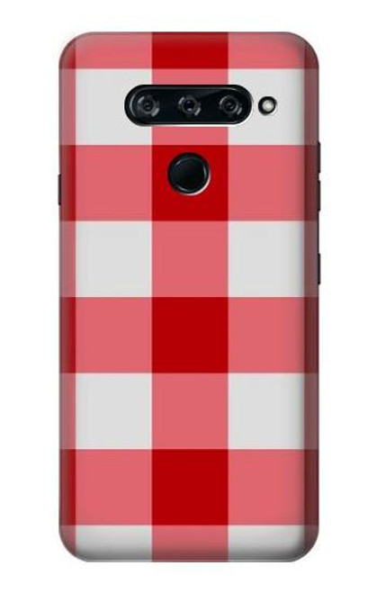 W3535 Red Gingham Hard Case and Leather Flip Case For LG V40, LG V40 ThinQ