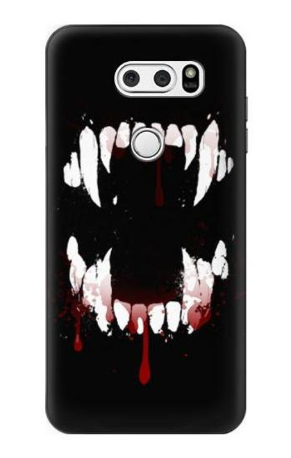 W3527 Vampire Teeth Bloodstain Hard Case and Leather Flip Case For LG V30, LG V30 Plus, LG V30S ThinQ, LG V35, LG V35 ThinQ