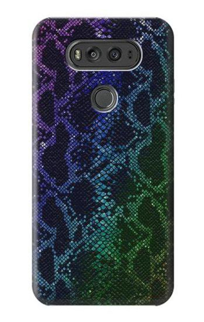 W3366 Rainbow Python Skin Graphic Print Hard Case and Leather Flip Case For LG V20