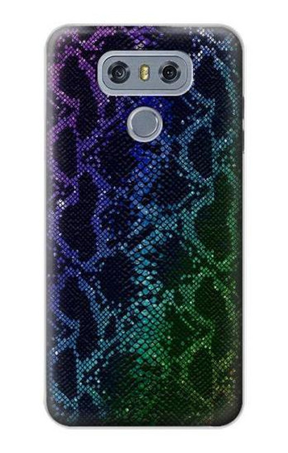 W3366 Rainbow Python Skin Graphic Print Hard Case and Leather Flip Case For LG G6