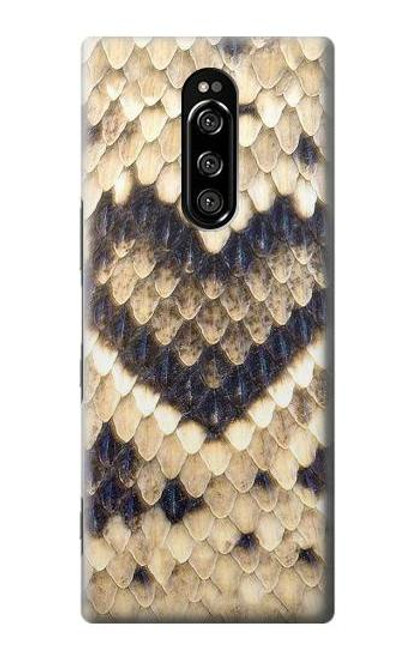 W3417 Diamond Rattle Snake Graphic Print Hard Case and Leather Flip Case For Sony Xperia 1