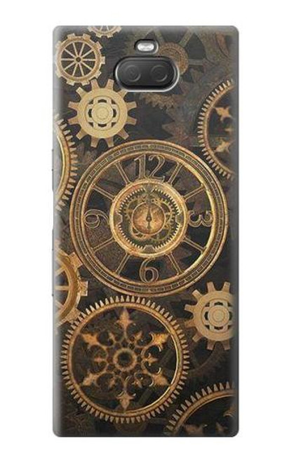 W3442 Clock Gear Hard Case and Leather Flip Case For Sony Xperia 10 Plus