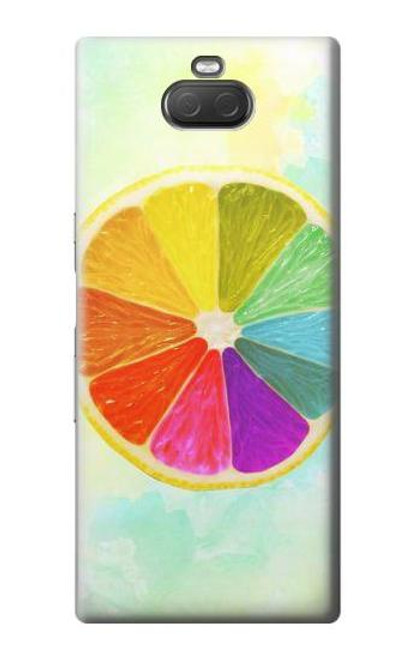 W3493 Colorful Lemon Hard Case and Leather Flip Case For Sony Xperia 10 Plus