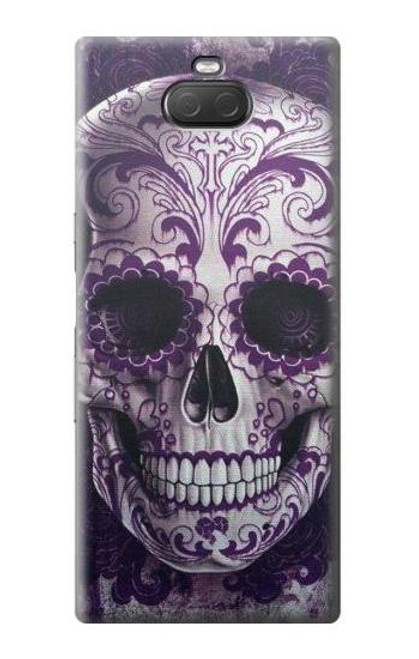 W3582 Purple Sugar Skull Hard Case and Leather Flip Case For Sony Xperia 10 Plus
