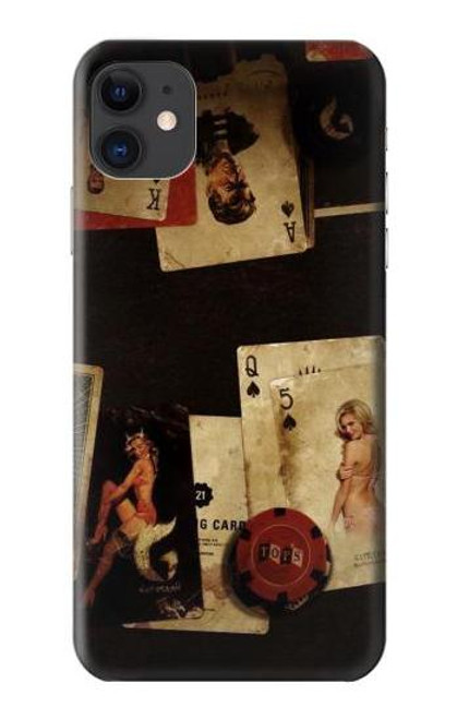 W1069 Old Vintage Sexy Poker Hard Case and Leather Flip Case For iPhone 11