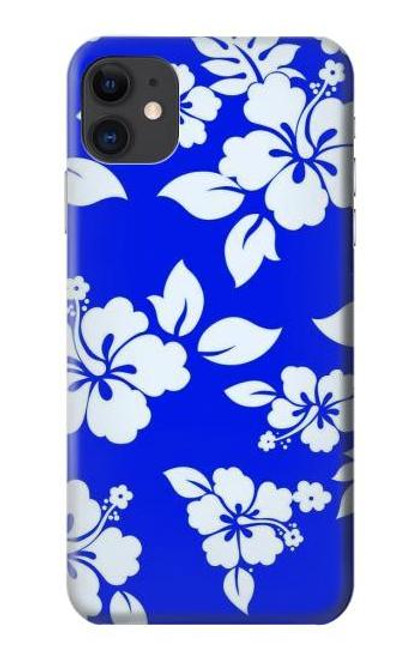 W2244 Hawaiian Hibiscus Blue Pattern Hard Case and Leather Flip Case For iPhone 11