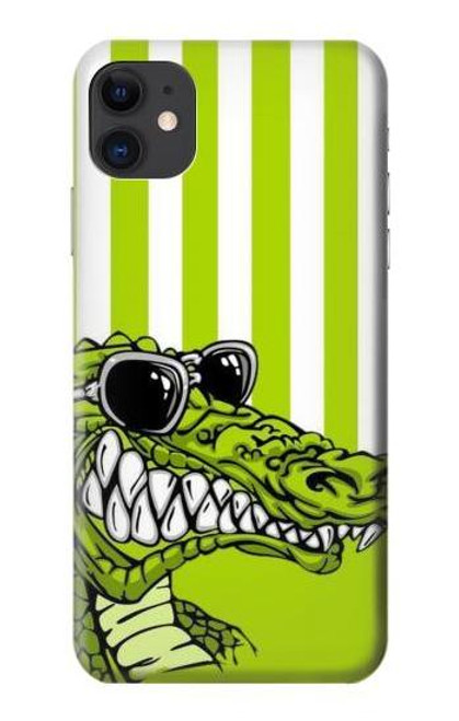 W2323 Funny Green Alligator Crocodile Hard Case and Leather Flip Case For iPhone 11