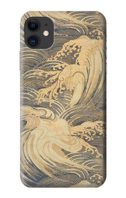 W2680 Japan Art Obi With Stylized Waves Hard Case and Leather Flip Case For iPhone 11