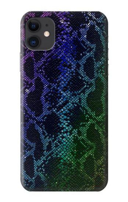 W3366 Rainbow Python Skin Graphic Print Hard Case and Leather Flip Case For iPhone 11