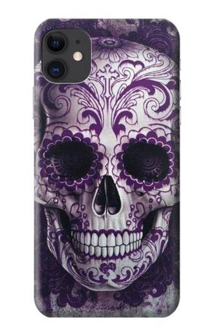 W3582 Purple Sugar Skull Hard Case and Leather Flip Case For iPhone 11