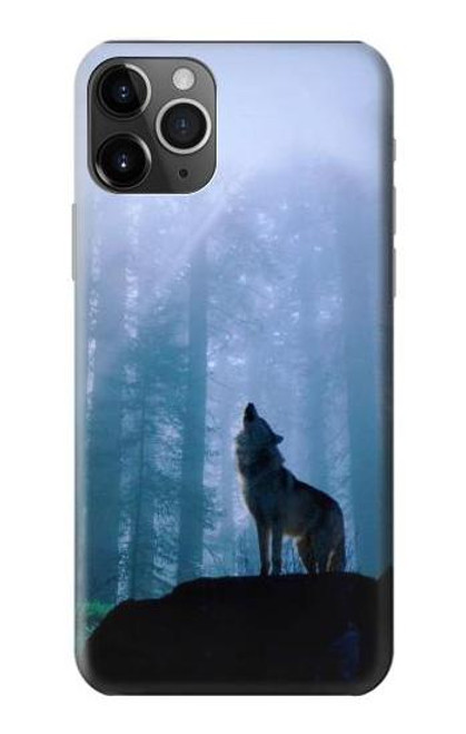 W0935 Wolf Howling in Forest Hard Case and Leather Flip Case For iPhone 11 Pro