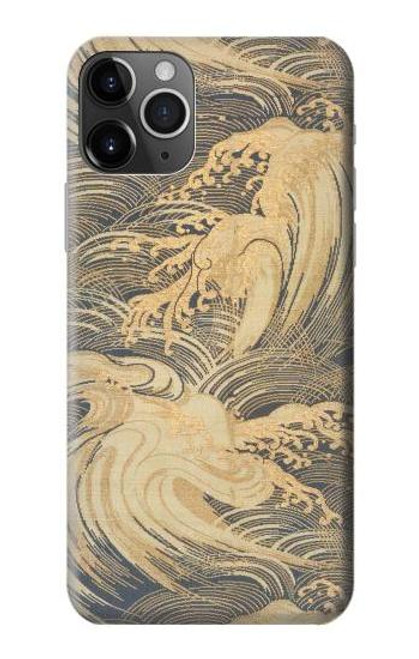 W2680 Japan Art Obi With Stylized Waves Hard Case and Leather Flip Case For iPhone 11 Pro