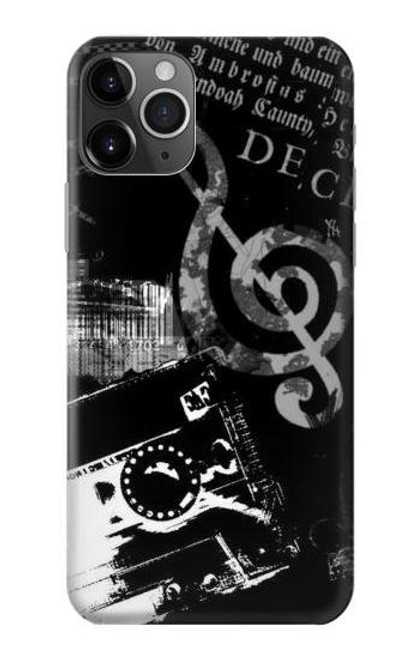 W3197 Music Cassette Note Hard Case and Leather Flip Case For iPhone 11 Pro