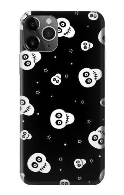 W3261 Smile Skull Halloween Pattern Hard Case and Leather Flip Case For iPhone 11 Pro