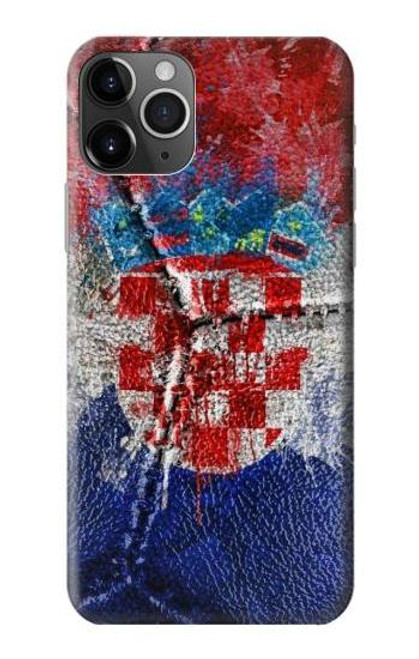 W3313 Croatia Flag Vintage Football Graphic Hard Case and Leather Flip Case For iPhone 11 Pro