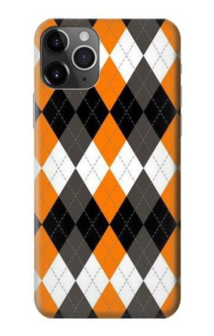 W3421 Black Orange White Argyle Plaid Hard Case and Leather Flip Case For iPhone 11 Pro