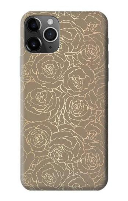 W3466 Gold Rose Pattern Hard Case and Leather Flip Case For iPhone 11 Pro